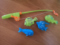 Лот играчки: кола, снежно кълбо с динозавър, игра с рингове-вода, пистолет играчка, въдица с магнитн, снимка 4