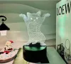 Холограмна 3D LED лампа Смешна Котка,RGB Седемцветен Интелигентен Контрол,USB , снимка 5