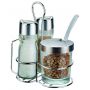 Комплект за маса Bohmann BH 7804, за сол, пипер и захар, поставка с място за салфетки, Стъкло, неръж, снимка 1 - Аксесоари за кухня - 45736818