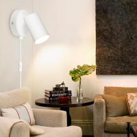 TaFiCo Бяла стенна лампа с превключвател - GU10, до 7W, 350°, без крушка, снимка 7 - Лампи за стена - 44990930