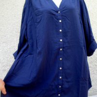 5XL Нова тъмно синя риза  Sheego, снимка 3 - Ризи - 44963018