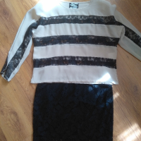 Комплект пола и блуза с дантела , снимка 1 - Поли - 45056106