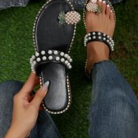 Черни сандали с ананас , снимка 2 - Сандали - 45181206