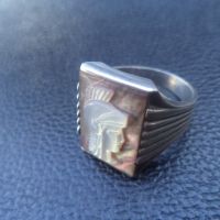 Сребърен мъжки аристократичен пръстен в изящен античен стил с гема, снимка 3 - Пръстени - 45715519