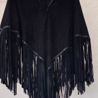 Луксозно кожено тънко яке-наметало с ресни STELLA-NOVA Дания, снимка 17 - Якета - 36027752
