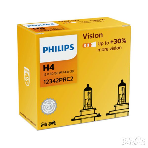 PHILIPS H4 Vision халогенни крушки, снимка 1