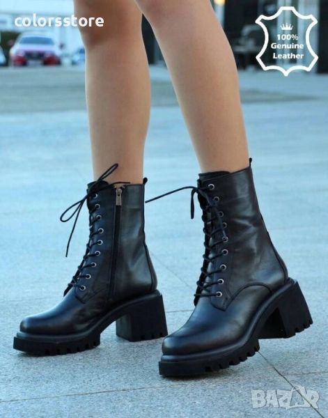 Боти на ток - черна ЕСТЕСТВЕНА кожа - 27700 , снимка 1