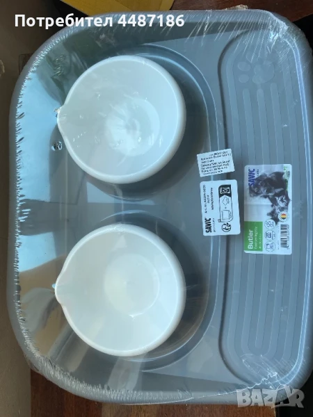 Двойна хранилка с пластмасови купички, снимка 1