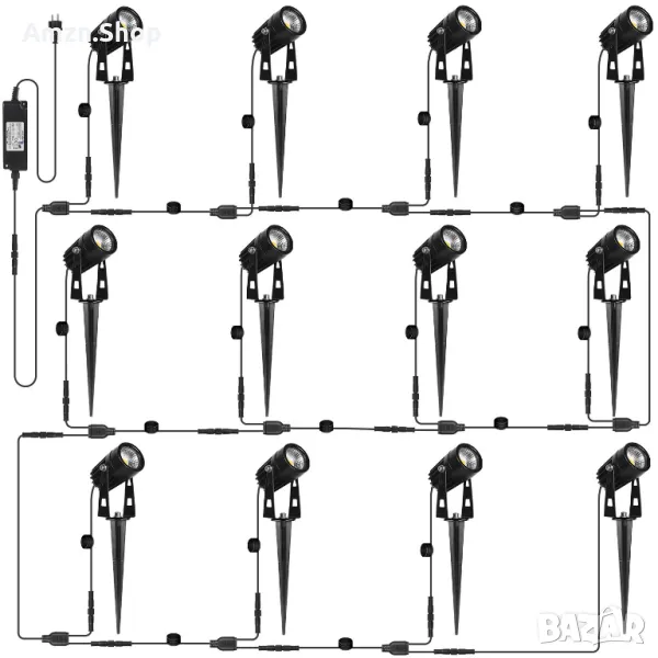 AIMHEIM Комплект от 12 градински прожектора спот LED топло бяло 3 W градинско осветление декорация , снимка 1