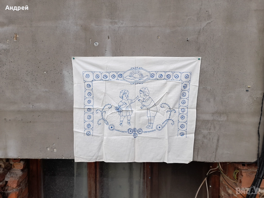 Старинен бродиран ковьор,покривка за стена #293, снимка 1