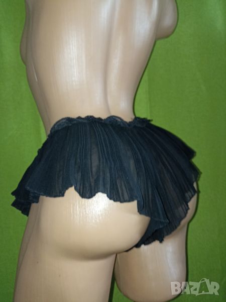 Еротични плисирани бикини в черно L, XL, снимка 1