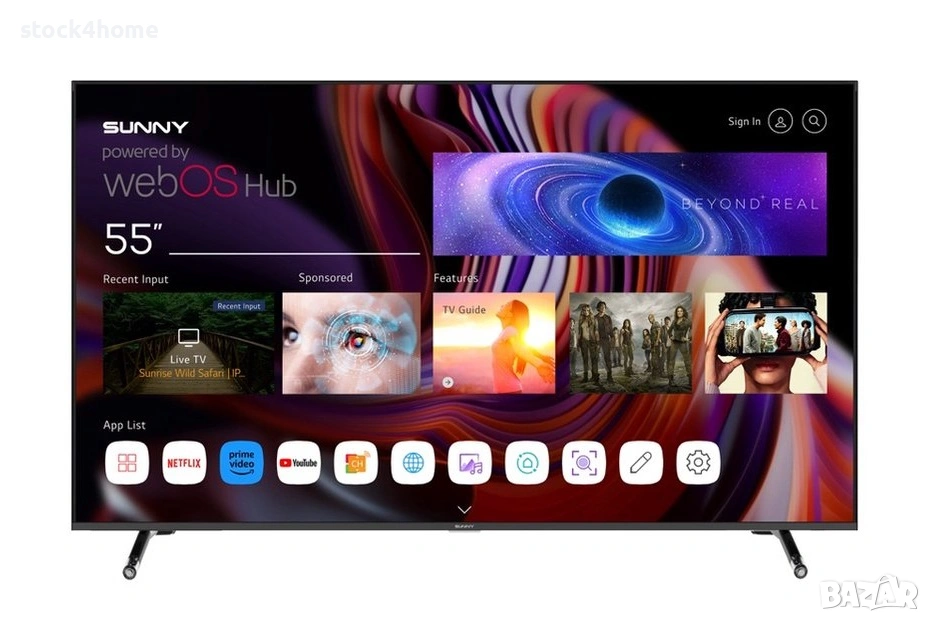 Телевизор Sunny 55" 4K UHD SN55FIL252-0276, Smart, WebOS, Frameless, DVB-T2/C/S2, DLED, снимка 1