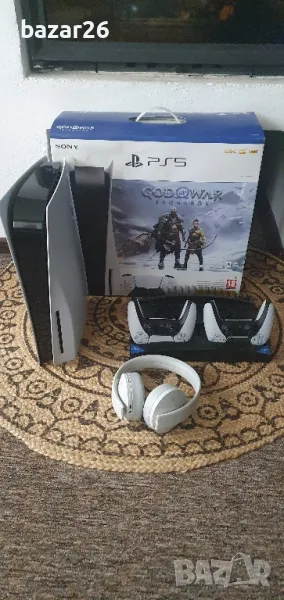  ps5 Playstation fat 5 Disc + 2 джойстика + слушалки +охлаждане + камера + 1игра God of war, снимка 1