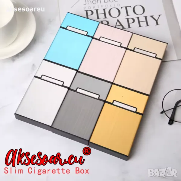Нова Алуминиева табакера кутия Слим за тънки цигари мурати слим Murati slim контейнер за съхранение , снимка 1