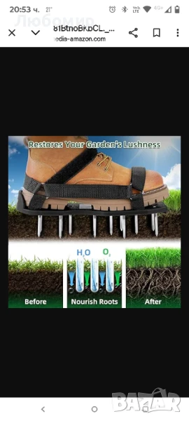 Аераторни обувки за тревни площи Ohuhu с лопата от неръждаема стомана, аераторни обувки за 

, снимка 1