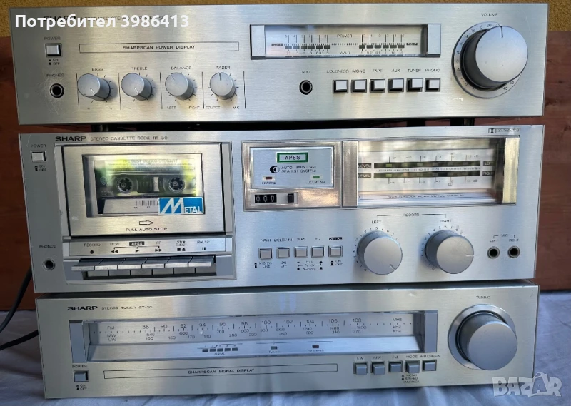 Интегриран стерео усилвател на Sharp модел SM-30. Усилвател Радио дек и Касетефон дек /СЕТ/, снимка 1