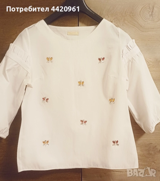 Риза с 7/8ръкави с камъчета на предницата, снимка 1