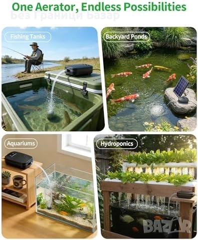 Нова Соларна въздушна помпа за езеро 3 режима 2200mAh батерия Аератор, снимка 7 - Други - 53914069