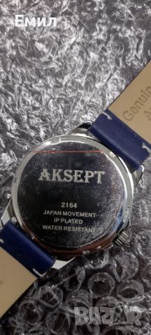 2164-1 Мъжки часовник AKSEPT с кожена синя каишка

, снимка 6 - Мъжки - 45759542
