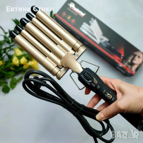 Ретро преса Gemei с 5 цилиндъра и керамика, снимка 5 - Преси за коса - 53498424