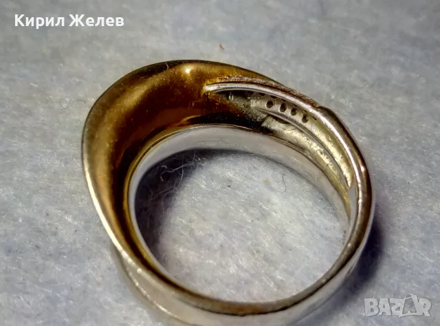 ЕЛЕГАНТЕН АРТ ПОЗЛАТЕН СКЪПОЦЕНЕН СРЕБЪРЕН ПРЪСТЕН СРЕБРО 925 с БЯЛА и ЖЪЛТА ПОЗЛАТА и ЦИРКОНИ 30558, снимка 6 - Пръстени - 49886811