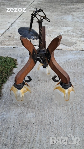 Абажур метал и дърво, снимка 2 - Лампи за таван - 53809339