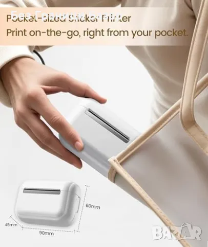 Нов Преносим стикер принтер Q02E с Bluetooth и хартия – за телефон печат, снимка 4 - Друга електроника - 49606051