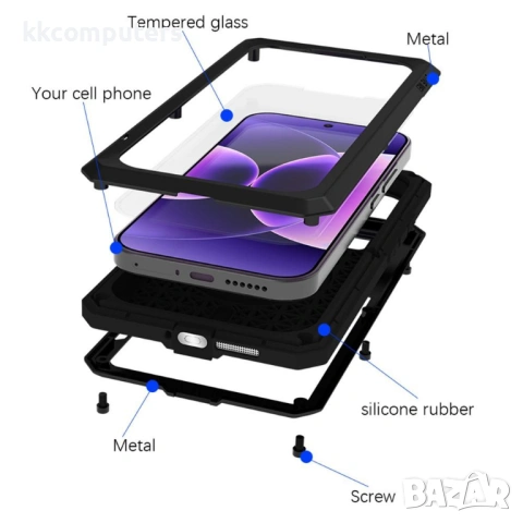 LOVE MEI Защитен Калъф за Xiaomi 17 Pro - Метал+Силикон, С винт, Стъкло, 6 цвята, снимка 8 - Калъфи, кейсове - 53888603