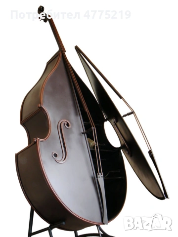 Декоративен контрабас бар шкаф - метал, ръчна изработка, винен шкаф 13 бутилки