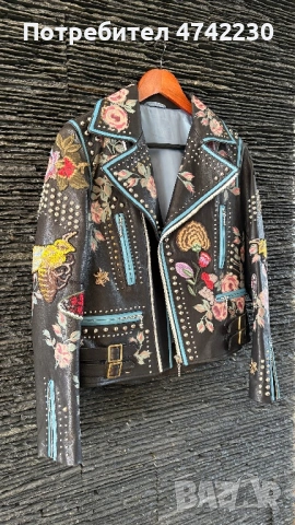 Дамско кожено яке, снимка 3 - Якета - 53596180