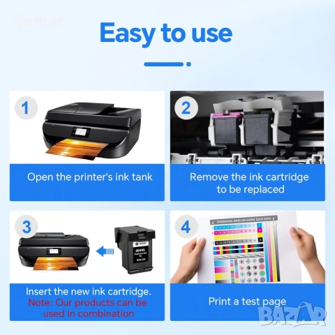 Мастилени касети 304XL (1 черна, 1 цветна), съвместими с мастилени касети HP 304, 304 XL, снимка 6 - Консумативи за принтери - 53401703