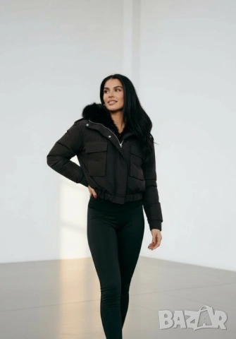 Уникално късо зимно яке с пух три цвята , снимка 7 - Якета - 47977264