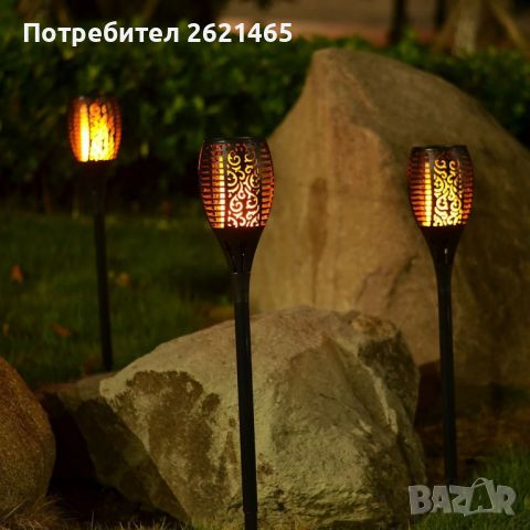 Соларна LED лампа тип факла за градината с ефект на пламък Solar Light, снимка 3 - Външни лампи - 45240312