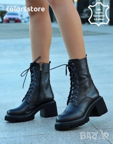 Боти на ток - черна ЕСТЕСТВЕНА кожа - 27700 