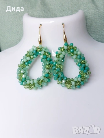 Нови обеци "Капки" с кристали в три цвята, снимка 3 - Обеци - 53958654