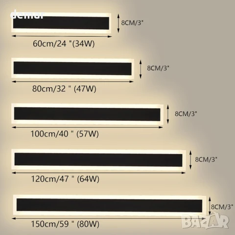 JKFBHGJL 60 см Външна стенна лампа, 22 W, димируема, дистанционно, IP65, снимка 3 - Бебешки обувки - 51234497