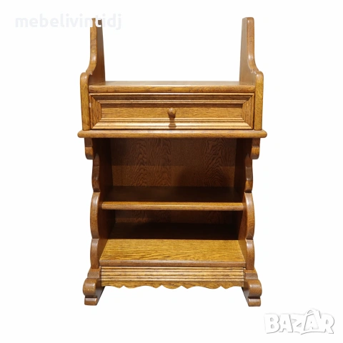 Дървена етажерка с рафтове и чекмедже., снимка 2 - Етажерки - 53820725