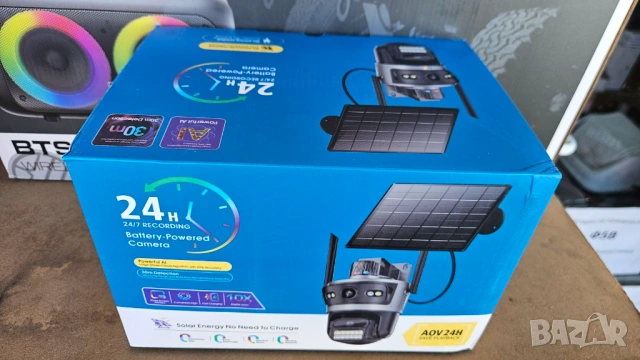 Двойна соларна безжична въртяща камера TQ11 ICSee 4G 12MP iCSee сим карта, снимка 9 - Други - 53826675