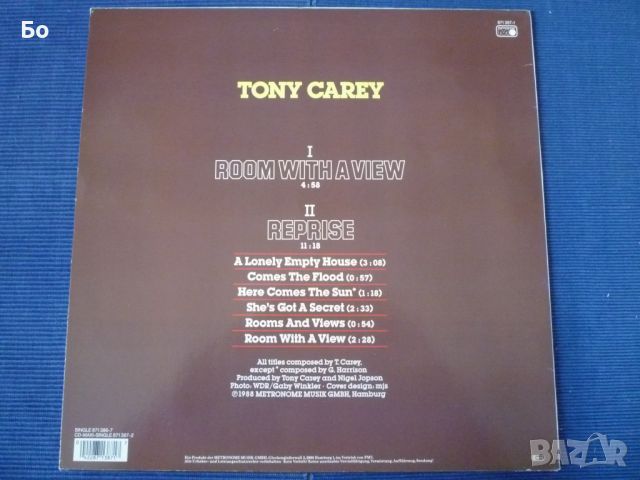 грамофонни плочи Tony Carey /12''Maxi-single/, снимка 2 - Грамофонни плочи - 45234559