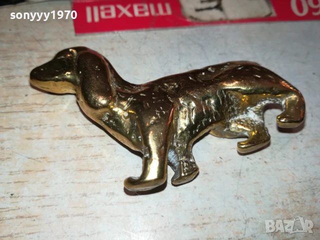 ЗАЯВЕНО-КУЧЕ-МЕД/МЕСИНГ 7х5х2см-МАСИВНА ФИГУРА ОТ АНГЛИЯ 1907252017, снимка 6 - Антикварни и старинни предмети - 51076091