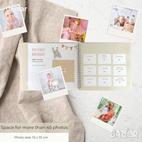HuBorns Baby Memory Book Бебешки дневник от раждането до 5 години, подарък за бебе, снимка 6 - Други - 45117394