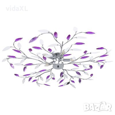 vidaXL Лампа за таван с акрилни кристални листа за 5 крушки E14 лилава(SKU:289240