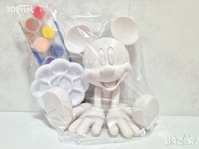 Комплект за оцветяване – 3D фигура Мики Маус + бои и палитра (17 см)