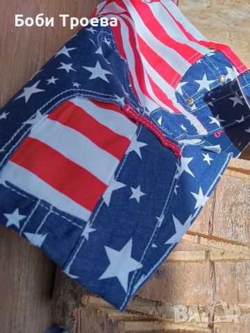 Удобни къси панталони с принт на американско знаме, дамски ежедневни, снимка 2 - Къси панталони и бермуди - 45324622