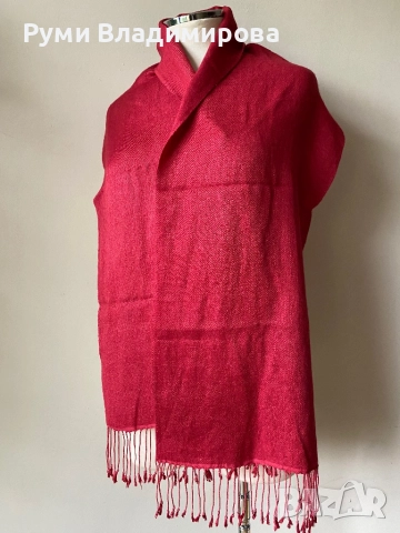 Червен шал от кашмир, коприна, пашмина/ различни видове, снимка 10 - Шалове - 52202180