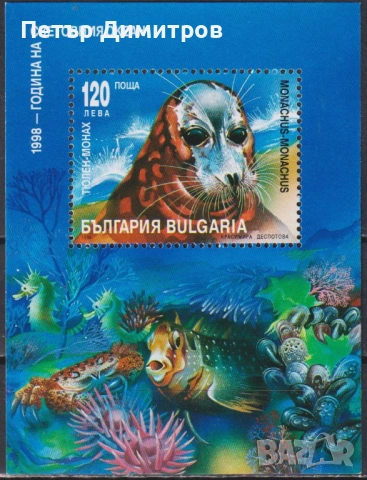 Чиста марка и блок 50 години ЦСКА Година на световния океан 1998 от България, снимка 5 - Филателия - 51525508
