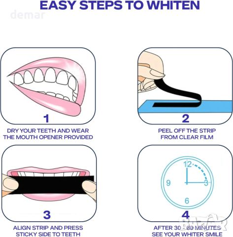 Ленти за избелване на зъби HomeGenics с безплатен инструмент за отваряне на устата - 20 сесии, 40 бр, снимка 5 - Други - 45425162