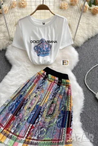 дамски комплекти тениска и дълга пола Dolce&Gabbana , снимка 1 - Комплекти - 46927354