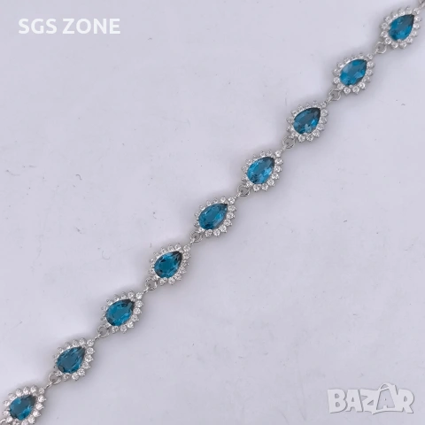 Сребърна гривна с необичаен лондонски топаз от Тайланд, снимка 5 - Гривни - 53450370