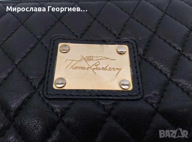 Портфейл Thomas Burberry, Черен кожен портфейл, снимка 2 - Портфейли, портмонета - 46110411